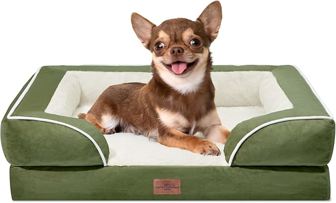Comfort Expression Small Dog Beds Waterproof Orthopedic Foam Dog Sofa Beds for Small Dogs Comfy Pet Bed with Washable Removable Cover &amp; Non-Slip Bottom(X-Small,Light Green)