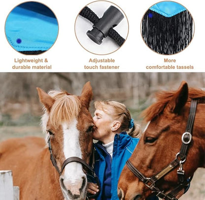 Horse Tail Bag - Pack of 2, Waterproof and Durable, Adjustable Large Opening for Easy Fit, Fringe Design Simulates A Fly Swatter, Protects Horse&