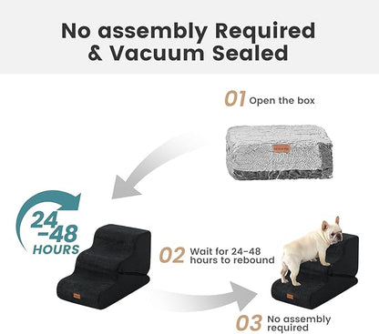Gardner Pet Dog Stairs for Small Dogs 22.8" H, 5-Step Black Curved Pet Stairs, Dog Steps for High Bed, Couch (24-30 in) with Durable Non-Slip Waterproof Fabric Cover and CertiPUR-US Certified Foam