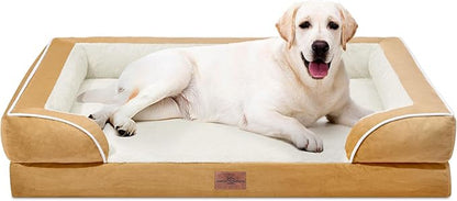Comfort Expression Jumbo Dog Beds Orthopedic Foam, Waterproof Dog Beds for Jumbo Breed Dogs, PV Washable Dogs Sofa Couch with Removable Cover &amp; Non-Slip Bottom(Khaki)