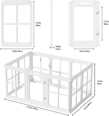 Clear Acrylic Dog Playpen with Door, for Puppy Cat Rabbit Transparent Pet Pen, Dog Playpen Indoor, Dog Fence, Easy Assemble &amp; Cleaning Dog Pen for Small &amp; Medium Dogs (23.6“ Height, 10PCS)