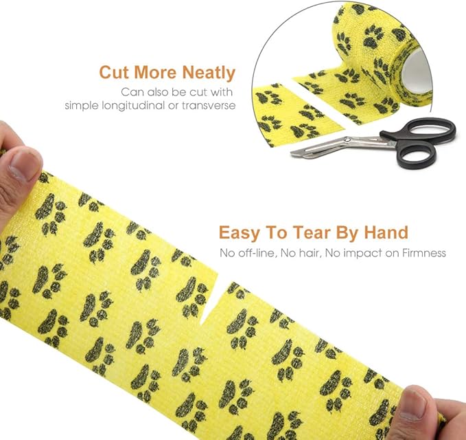 AUPCON Vet Wrap Cohesive Bandages Bulk Self Adhesive Bandage Wrap Self Adherent Wrap Non-Woven for Dogs Pet Animals &amp; Ankle Sprains &amp; Swelling 2 Inch x 5 Yards (3 Inch Claw)
