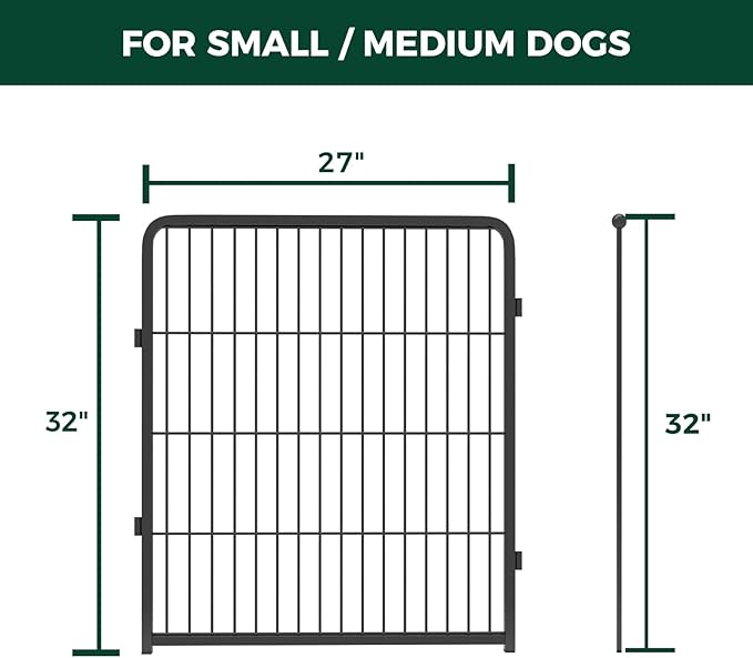 FXW Homeplus Unleashed Indoor Dog Playpen - Stress-Free and Safe Play, Heavy Duty 32 Inch 2 Wire Panels Dog Pen for Small and Medium Dogs, Black│Patented