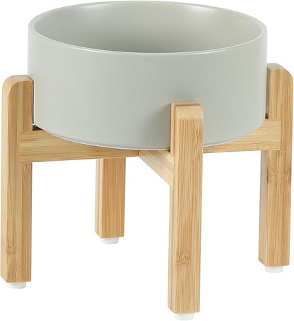 Ceramic Raised Dog Bowl Set, Elevated with Stand, Food and Water Bowl for Medium Breed Dogs, Weighted Dog Dishes, Pet Bowl(7.3&