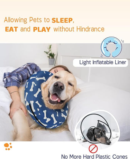 Supet Inflatable Dog Cone Collar Alternative After Surgery, Doggie Neck Donut Collar Recovery ECollar for Post Surgery, Soft Dog Cone for Small Medium Puppies Cats