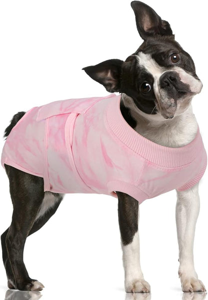 FUAMEY Recovery Suit for Dogs After Surgery,Soft Breathable Dog Bodysuit E-Collar &amp; Cone Alternative Surgical Suit,Male Female Dog Neuter Spay Suits Anti Licking Wounds Onesie Pink Tie Dye L