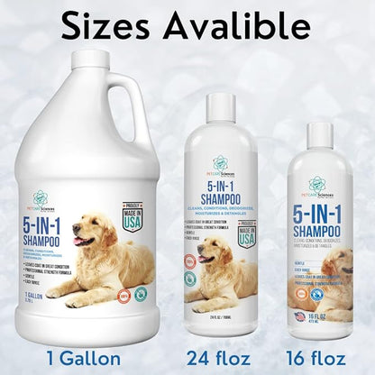 16 floz 5 in 1 Dog Shampoo for Itchy Skin - Sensitive Skin Dog Shampoo for Smelly Dogs - Dog Shampoos &amp; Conditioners - Made in The USA
