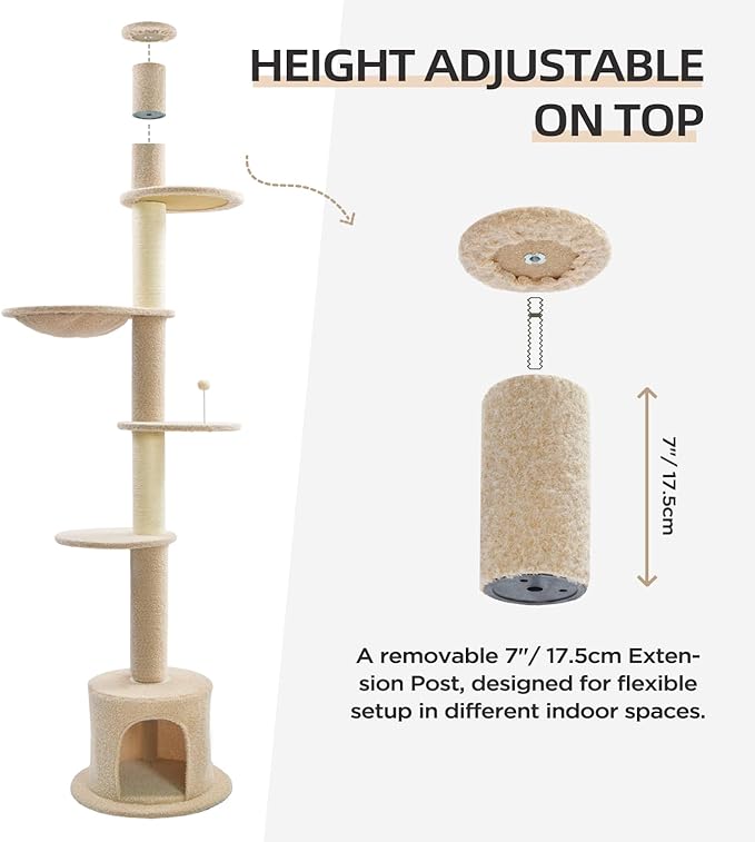 Made4Pets Floor to Ceiling Cat Tree 93-106&