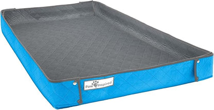 Paw Inspired Critter Box Washable Cage Liner, Reversible Fleece Bedding with Raised Sides for Guinea Pigs and Other Small Animals (C&amp;C 2x4 (14" Grids), Gray/Blue)