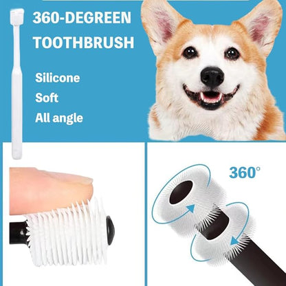 8 Pack Small Dog &amp; Cat Toothbrush Kit, 360º Pet Toothbrush/Mini Head/Dual Head / 10000 Ultra-Soft Bristles Tooth Brush/Finger Toothbrushs for Cat Kitten Doggie Dental Care, Oral Hygiene