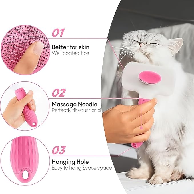 Namylya Cat Brush for Shedding &amp; Grooming – Slicker Brush for Dogs and Cats with Long Hair – Removes Tangles, Mats &amp; Loose Fur