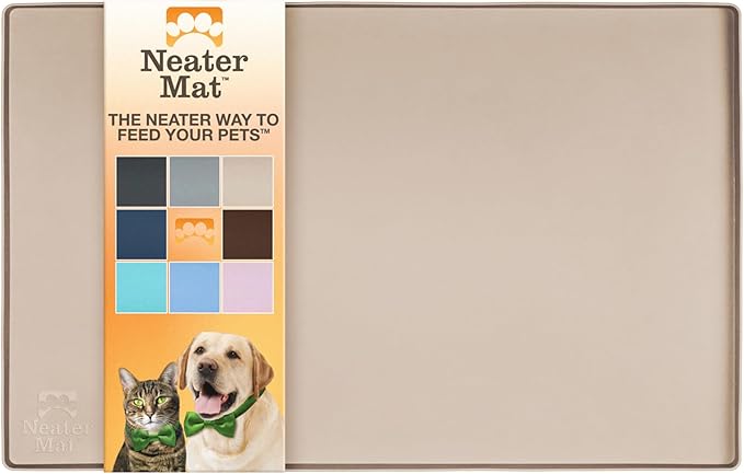 Neater Pet Brands Neater Mat - Waterproof Silicone Pet Bowls Mat - Protect Floors from Food &amp; Water (19" x 12", Cappuccino)