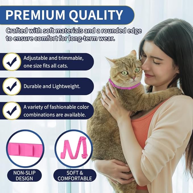 4 Pack Flea Collar for Cats, 32 Months Flea and Tick Prevention for Cats, Waterproof Cat Flea Collar, Natural Cat Flea and Tick Treatment, Adjustable Flea and Tick Collar for Cats Kittens(Pink&amp;Purple)