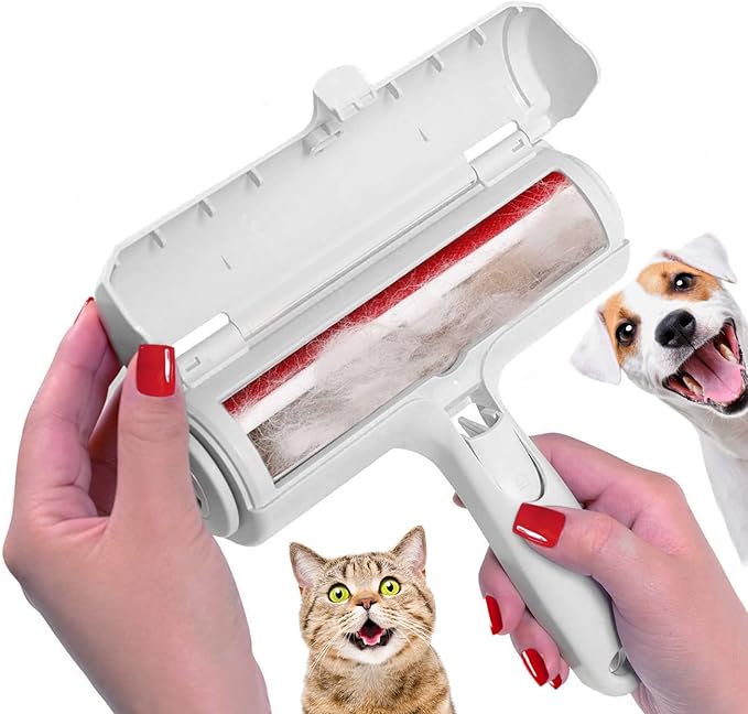 Nado Care Pet Hair Remover Roller - Lint Roller for pet Hair - Self Cleaning Dog &amp; Cat Hair Remover - Remove Dog, Cat Hair from Furniture, Carpets, Bedding, Clothing and More. White