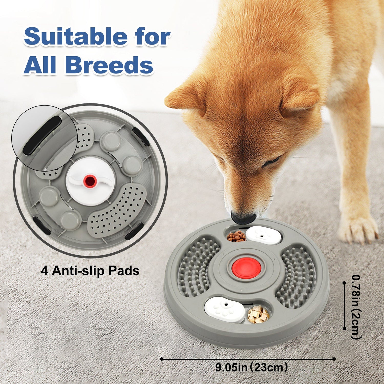 Dog Slow Feeder Device Pet Anti Suffocation Bowl 2 In 1 Treat Puzzle &amp; Lick Mat Anti Slip And Large Capacity Feeder Pet Supplies