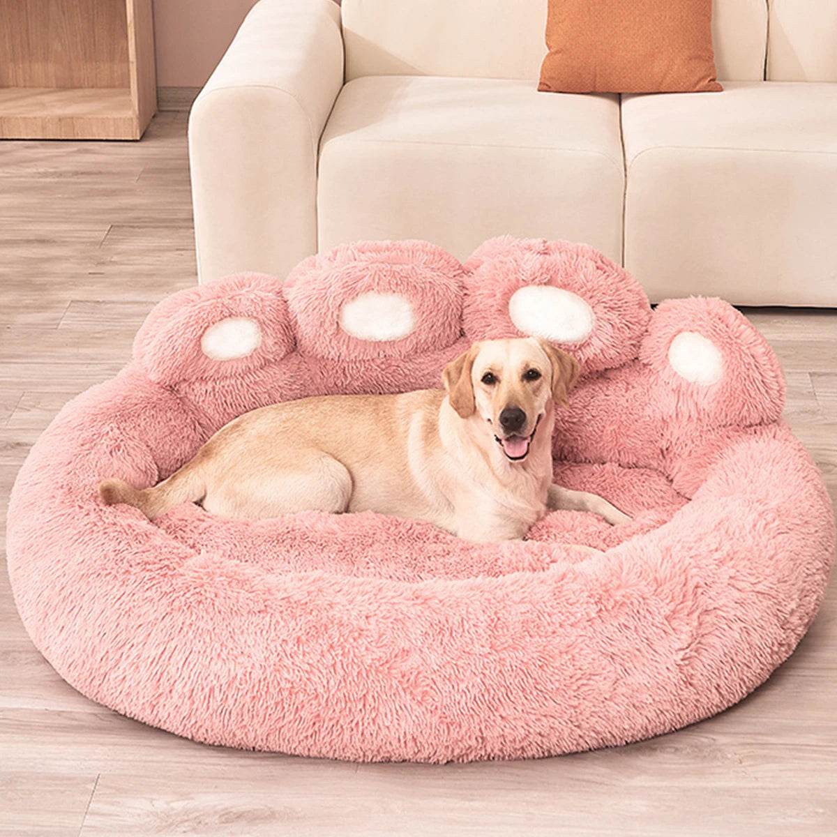 Big Paw Plush Pet Sofa Bed – Washable Dog &amp; Cat Bed with Calming Raised Edges (Small to XL)
