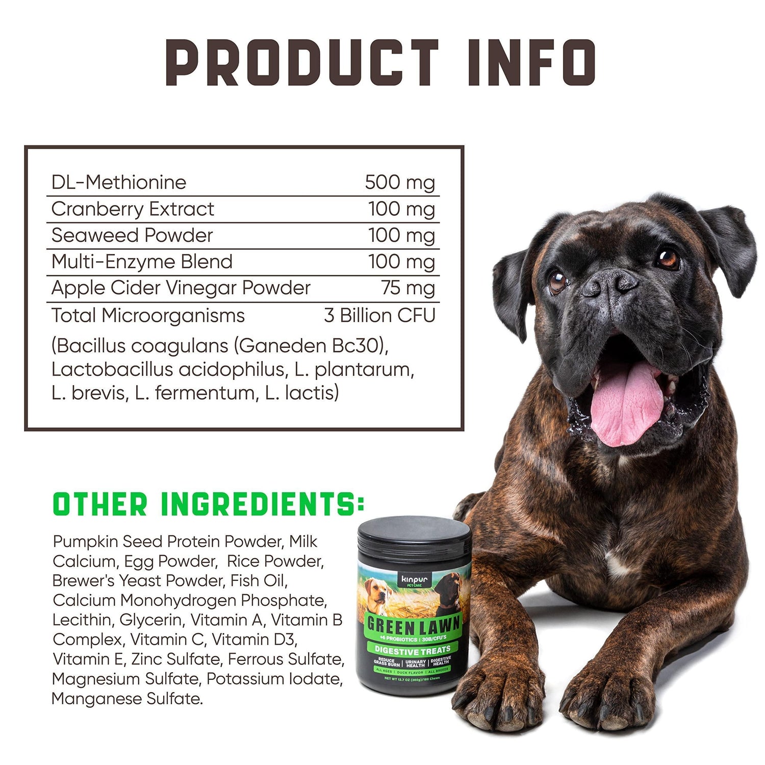 Green Lawn Chews for Dogs Urine Neutralizer Cranberry ACV &amp; Enzymes
