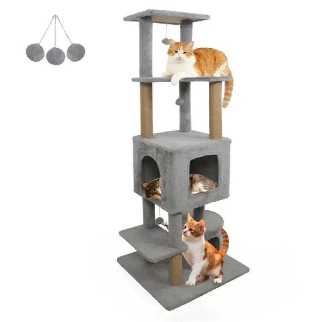64 Inch Cat Tower with Jute Scratching Posts