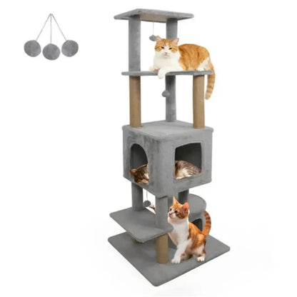 64 Inch Cat Tower with Jute Scratching Posts