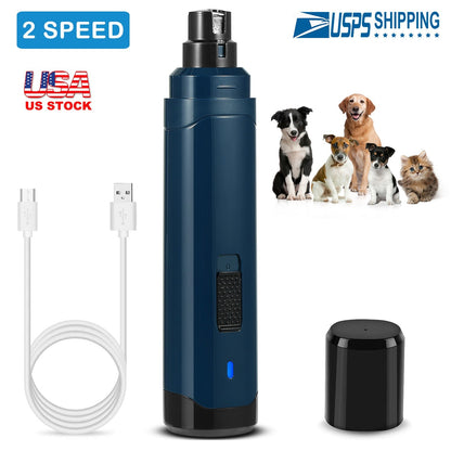Dog Nail Grinder 2 Speeds Quiet USB Rechargeable Pet Nail Grinder Professional Pet Nail Trimmer Cordless Paws Grooming &amp; Smoothing Claw Care for Small