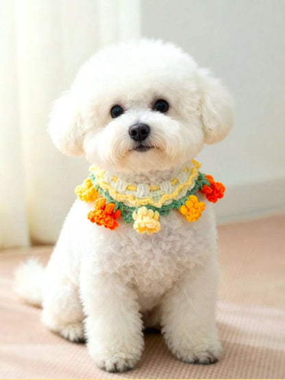 Handmade Crochet Floral Pet Scarf
