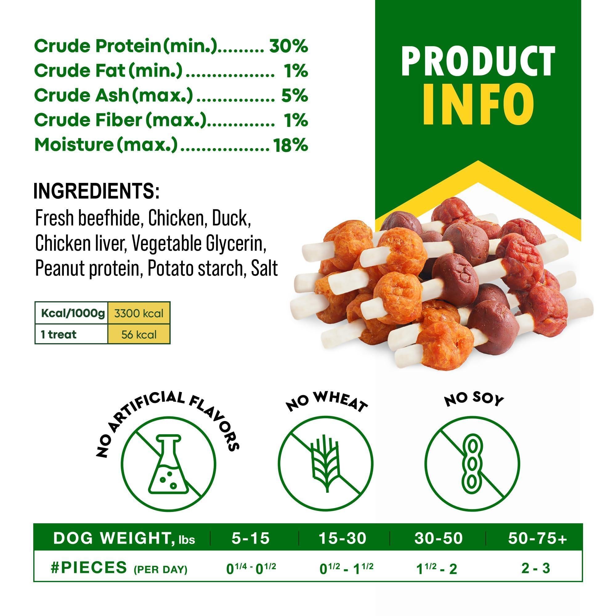 Kabob Dog Treats Duck &amp; Chicken Rawhide-Free &amp; Grain-Free Dental Support