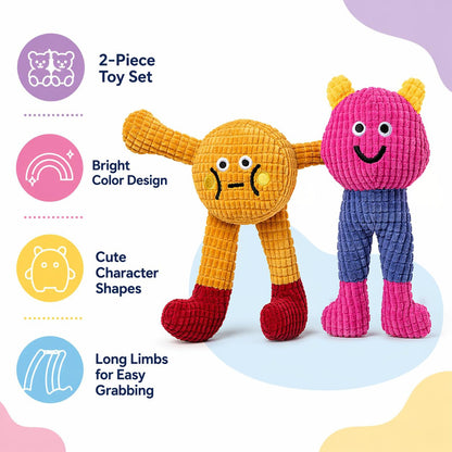 Cat&amp;Dog Chew Toys With Catnip Inside, Ecofriendly Material Made, Crinkle Paper &amp; Squeaky Ball Inside, Waffle And Baby Toy Combination Packaging, Cuddles Meow Chompclean, 2 Pack