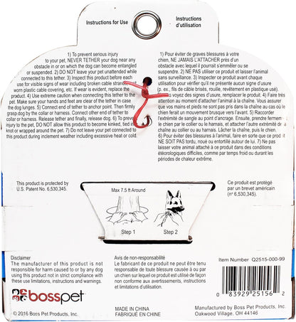 Boss Pet Tie-Out Cable for Large Dogs Up to 60lb 30ft Twin Swivel w/ Spring