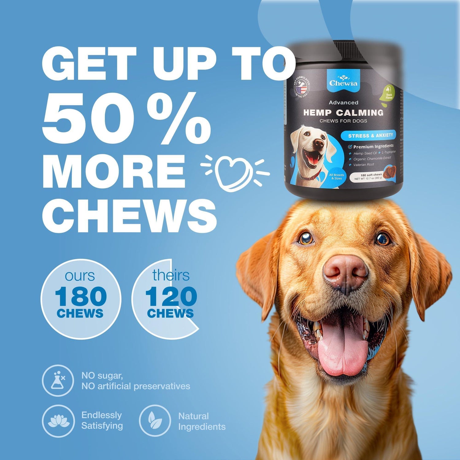 Calming Chews for Dogs Anxiety Relief Melatonin &amp; Valerian Root