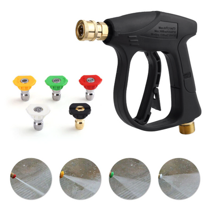 4000 PSI High Pressure Washer Gun — 1/4" Quick Connect, M22-14mm, 5 Nozzle Tips