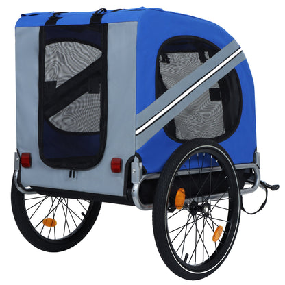 Large Folding Bike Trailer for Dogs – 66LB Capacity All-Terrain Pet Carrier, Durable Steel Frame for Cycling, Jogging, Camping &amp; Outdoor Adventures, Blue-Gray