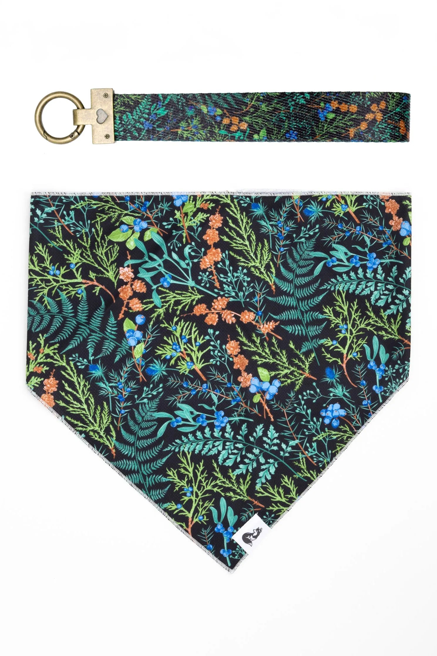 Magical Fern Forest Dog Bandana &amp; Matching Keychain