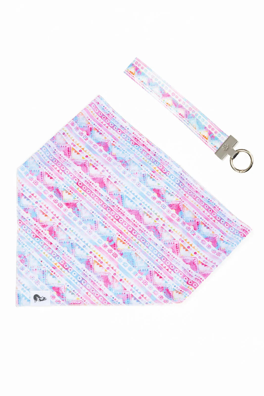 Pink and Blue Tribal Dog Bandana &amp; Matching Keychain