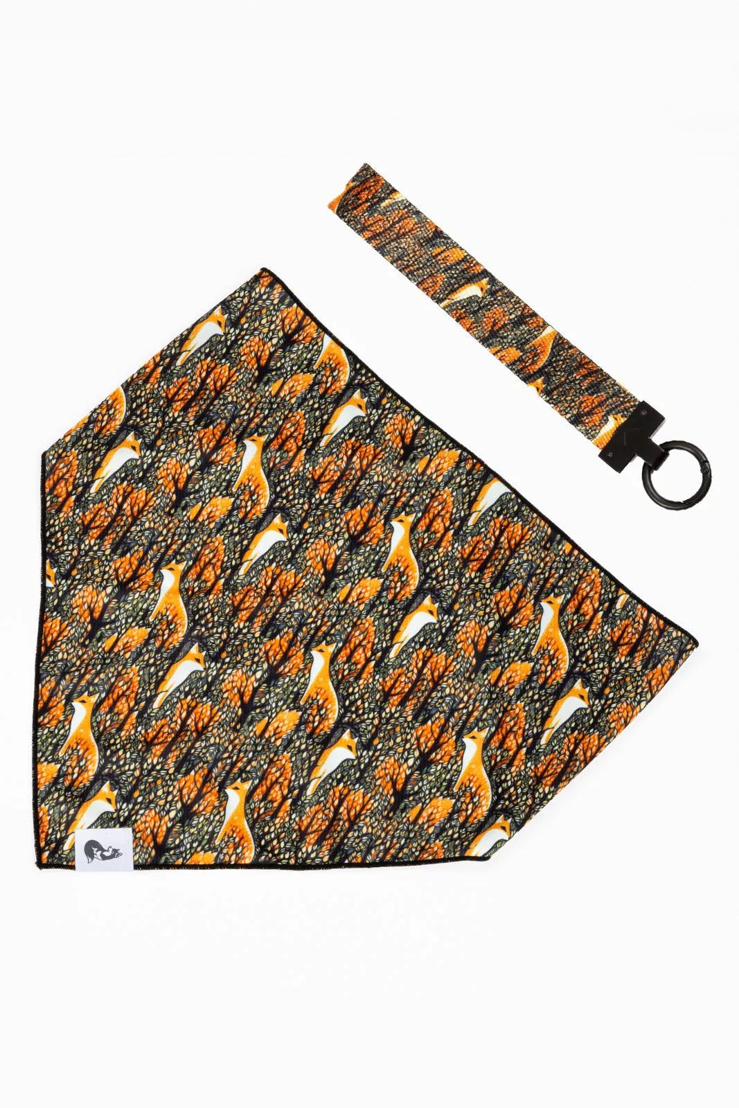 Foxes in Fall Dog Bandana &amp; Matching Keychain