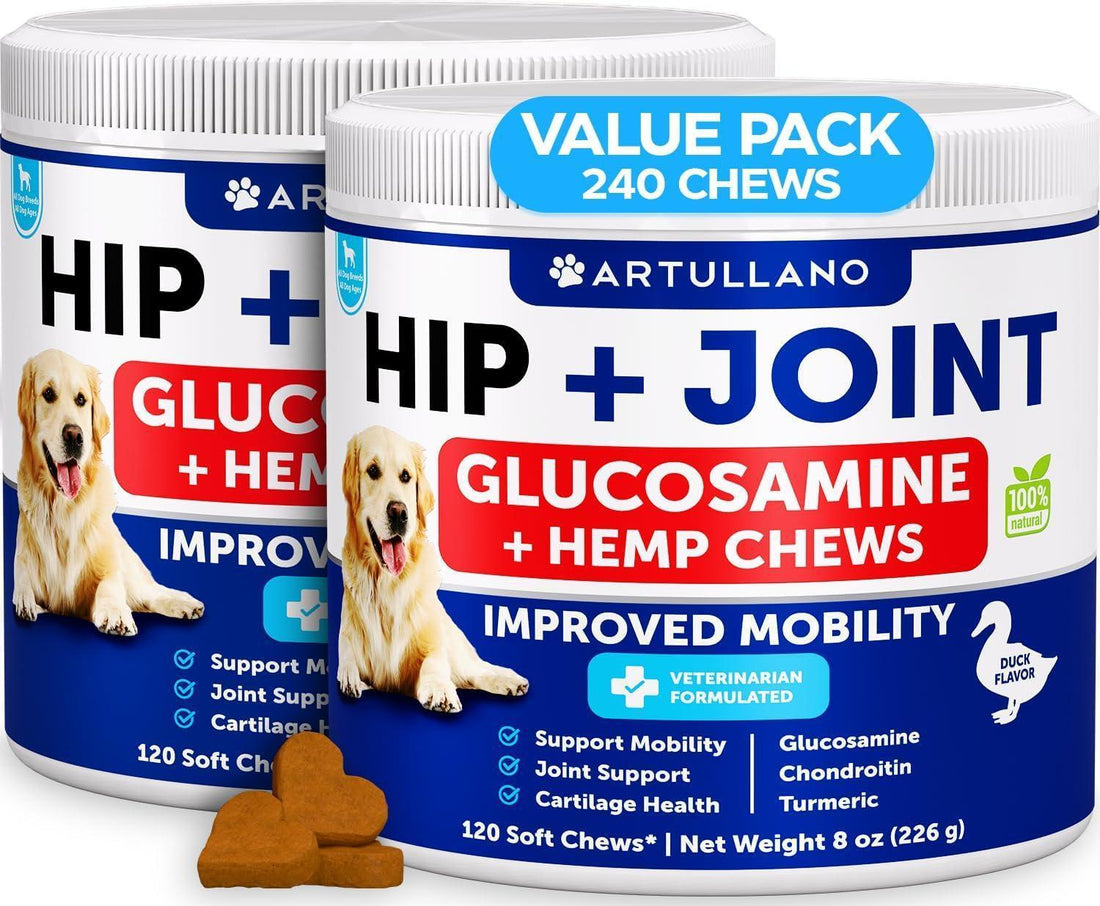 Hemp Hip &amp; Joint Supplement for Dogs 240 Count 2-Pack Glucosamine Chondroitin &amp; MSM