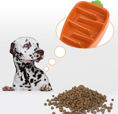 Slow Feeder Dog Bowl, Dog Food Bowl For Small &amp; Medium-Sized Dogs, Carrot Design Dog Bowls,Non-Slip Dog Slow Feeder Bowls, Pet Slow Feeder Bowl For Dry Wet Food