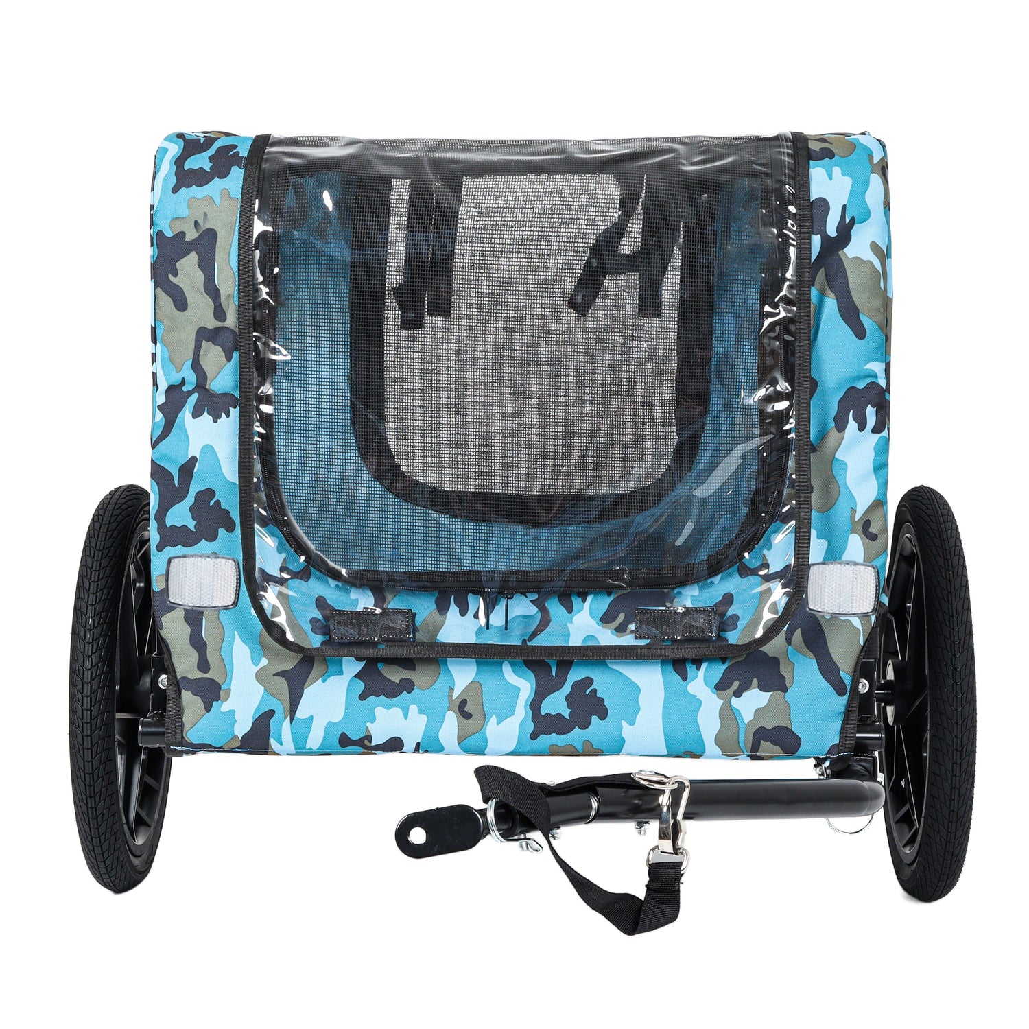 Outdoor Heavy Duty Collapsible Pet Bike Trailer with 16-Inch All-Terrain Wheels &amp; Universal Hitch – Foldable Dog/Cargo Carrier Cart for Bicycles, blue+black