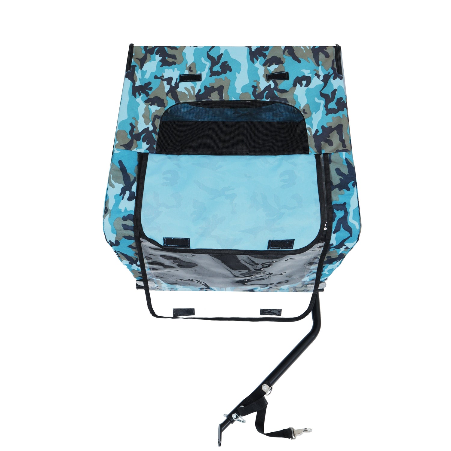 Outdoor Heavy Duty Collapsible Pet Bike Trailer with 16-Inch All-Terrain Wheels &amp; Universal Hitch – Foldable Dog/Cargo Carrier Cart for Bicycles, blue+black