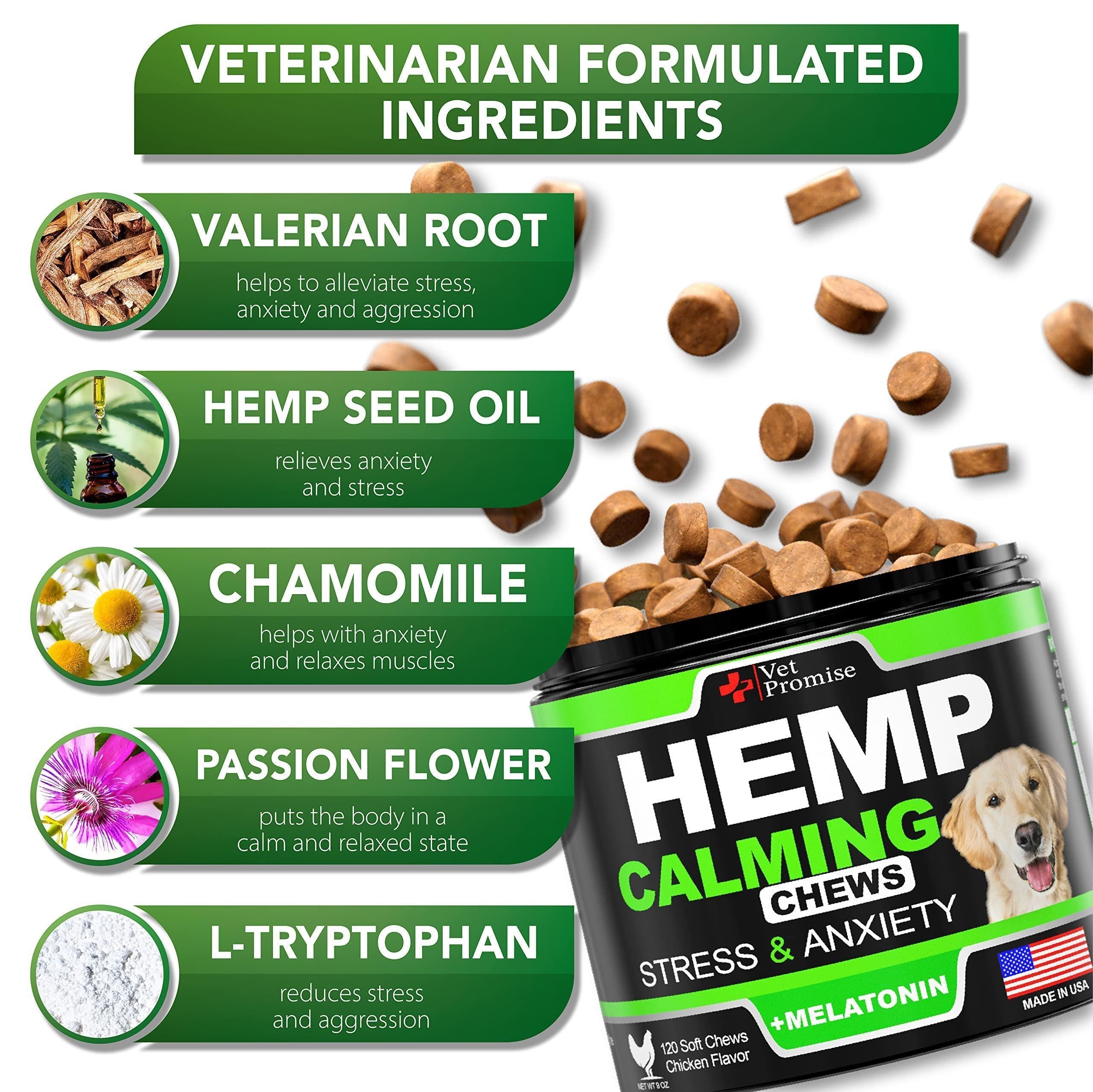 Hemp Calming Chews for Dogs 120 Count Anxiety &amp; Stress Relief