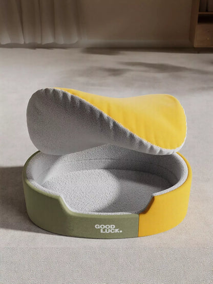 Thickened Oval Two-Tone Plush Pet Nest