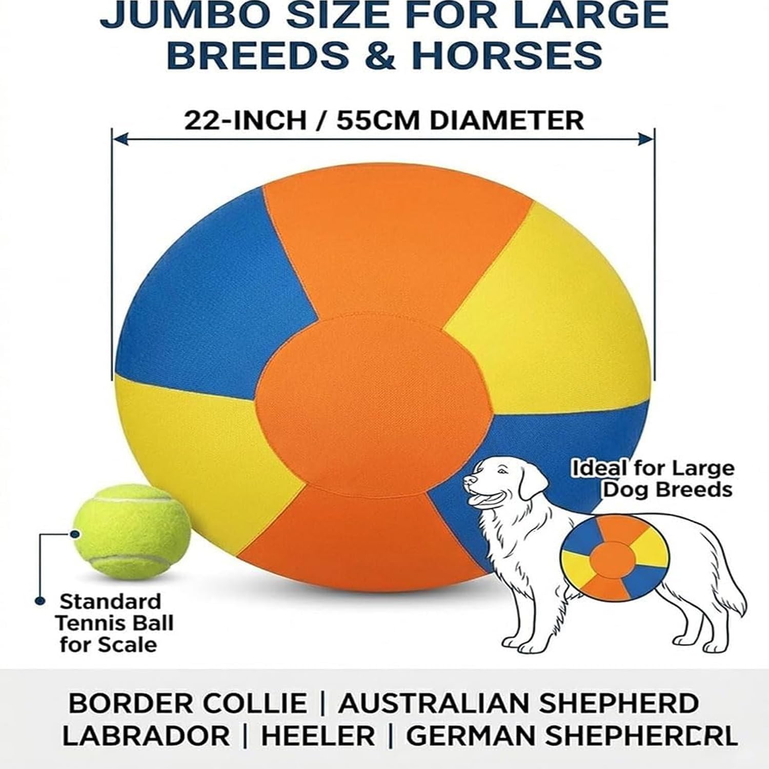 Herding Ball For Dogs, Large Dog Ball With Handles For Outdoor Play, Indestructible Training Toy Balls For Australian Shepherd, Interactive Toy Balls For Medium &amp; Large Dogs