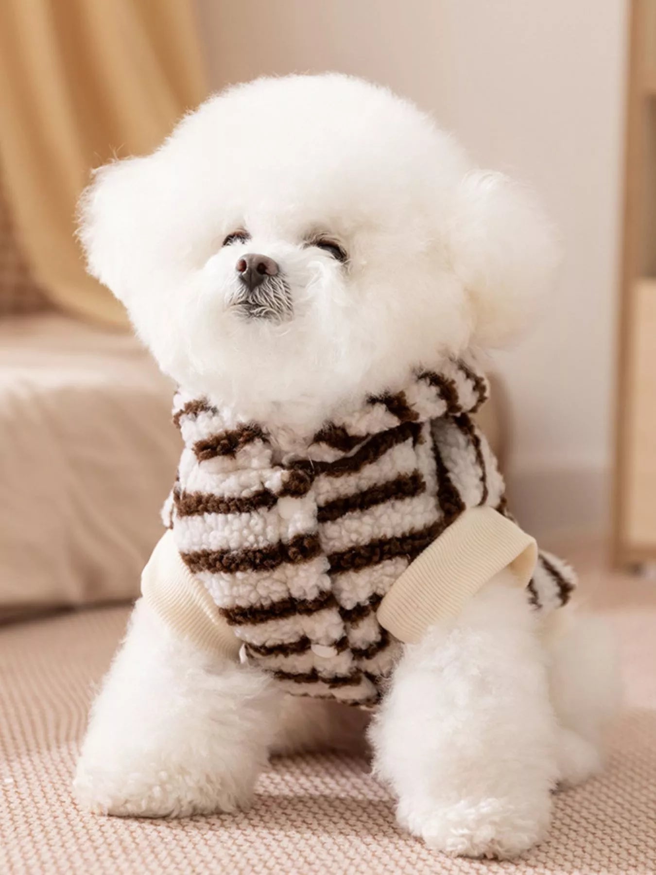 Striped Hooded Plush Pet Sweater