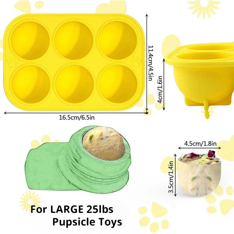 6 - cavity dog treat molds , compatible with Woof &amp; Power Chewer Pupsicle, silicone for frozen treats, reusable for Pupsicle toy