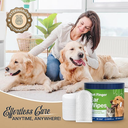 Dog Teeth Cleaning Wipes - 100 Value Pack - Fresh Mint Dog Dental Wipes, Vet Formulated Pet Teeth Cleaning Finger Wipes for Dogs &amp; Cats – Effective Dog Teeth Cleaning, Plaque &amp; Tartar Solution