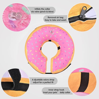 Katoggy Inflatable Dog Cone Collar for Dogs &amp; Cats - Soft, Adjustable Blow-up Donut E-Collar for Small, Medium &amp; Large Pets