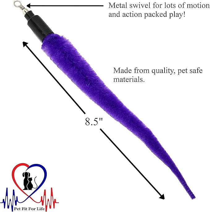 Pet Fit For Life Cat Wand Toy: 5-Piece Worm Teaser &amp; Exerciser - Durable Flirt Pole/Cat Teaser Toy – Interactive Fun for Feline Fitness