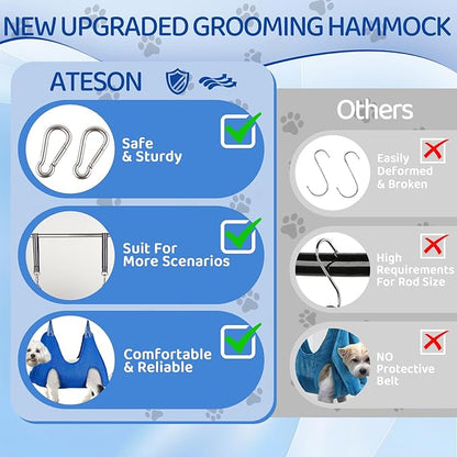 Pet Grooming Hammock for Small Dogs &amp; Cats - Nail Trimming Sling with Clippers, Nail File, &amp; Scissors - XXS Hanging Grooming Harness for Safe &amp; Easy Nail Care