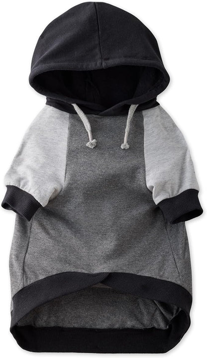 Rocky – The Orginal Lightweight Hooded TEE 100% Organic Cotton Dog Hoodie Pet Coat Sweater for Small, Medium, Large Dogs, Black Color Block, Small