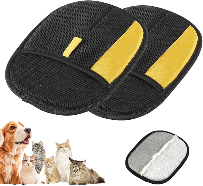 Pet Hair Removal Glove for Cats &amp; Dogs, 2025 New Pet Hair Remover Electrostatic Gloves Pet Hair Remover Glove for Couch, Furniture, Carpet, Curtain, Washable Reusable Animal Fur Removal Tool (2PCS)