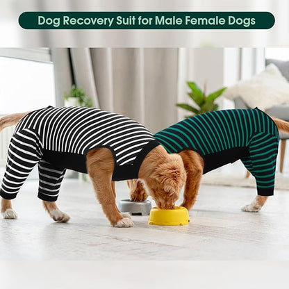 Kuoser Dog Recovery Suit, Anti Licking Dogs Rear Leg Sleeve, Abdominal Dog Surgical Suit with Pants Cover Protect Wounds, Dogs Elbow Protector Soft Pet Surgery Onesie Cone Alternative, Black 2XL